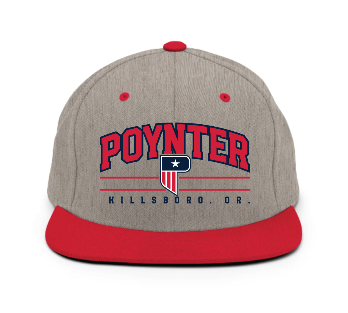 Arched Crest Snapback Cap - Heather Grey/Red