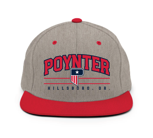 Arched Crest Snapback Cap - Heather Grey/Red