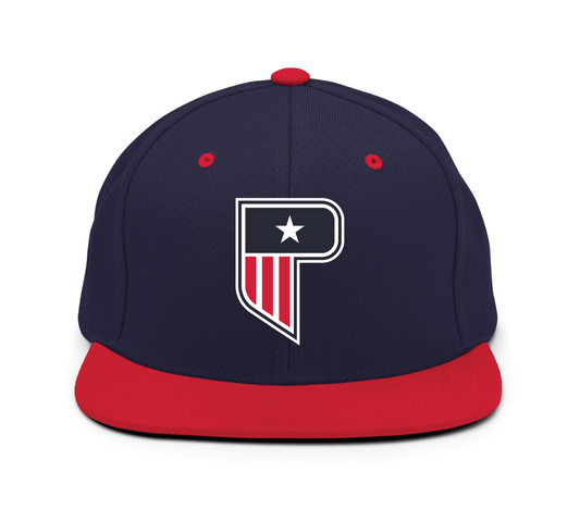 Poynter P Snapback Cap - Navy/Red